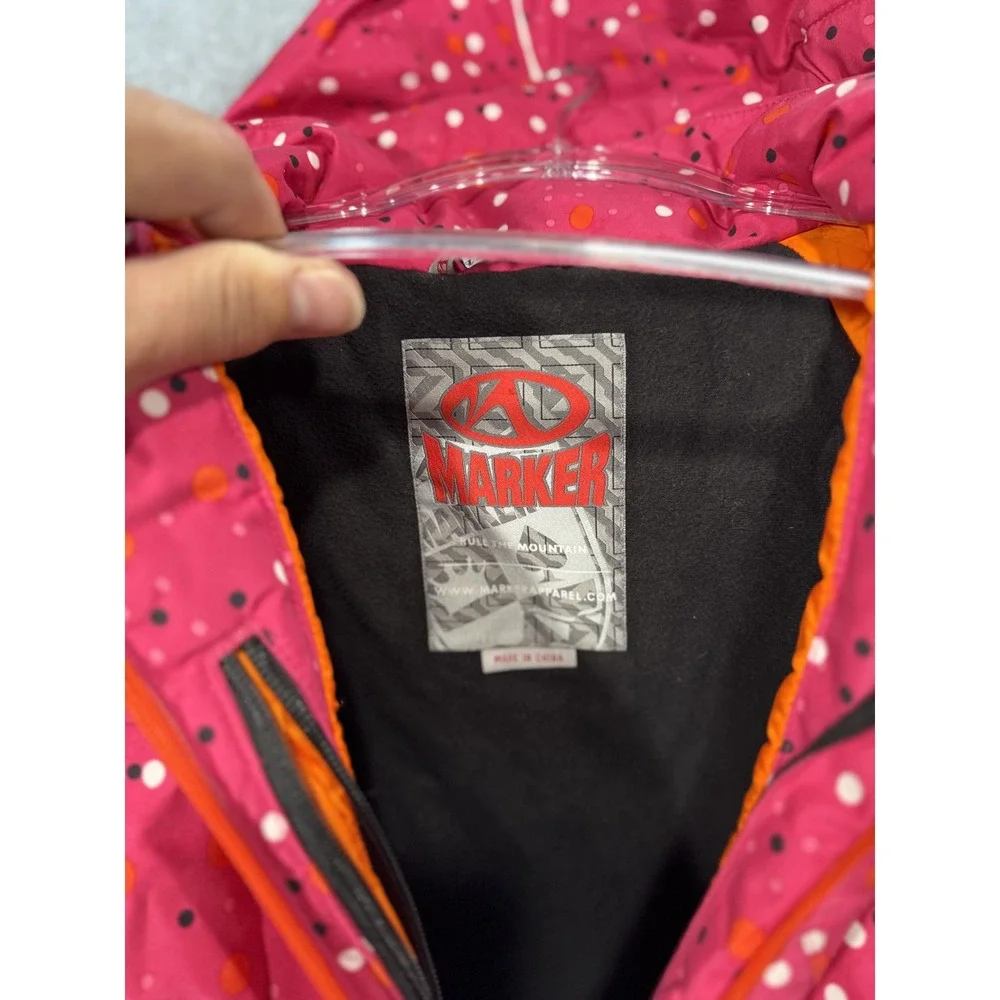 Marker Jacket Youth Girls 14 Pink Dotted Hooded Full Zip Ski‎ Snow Winter Coat